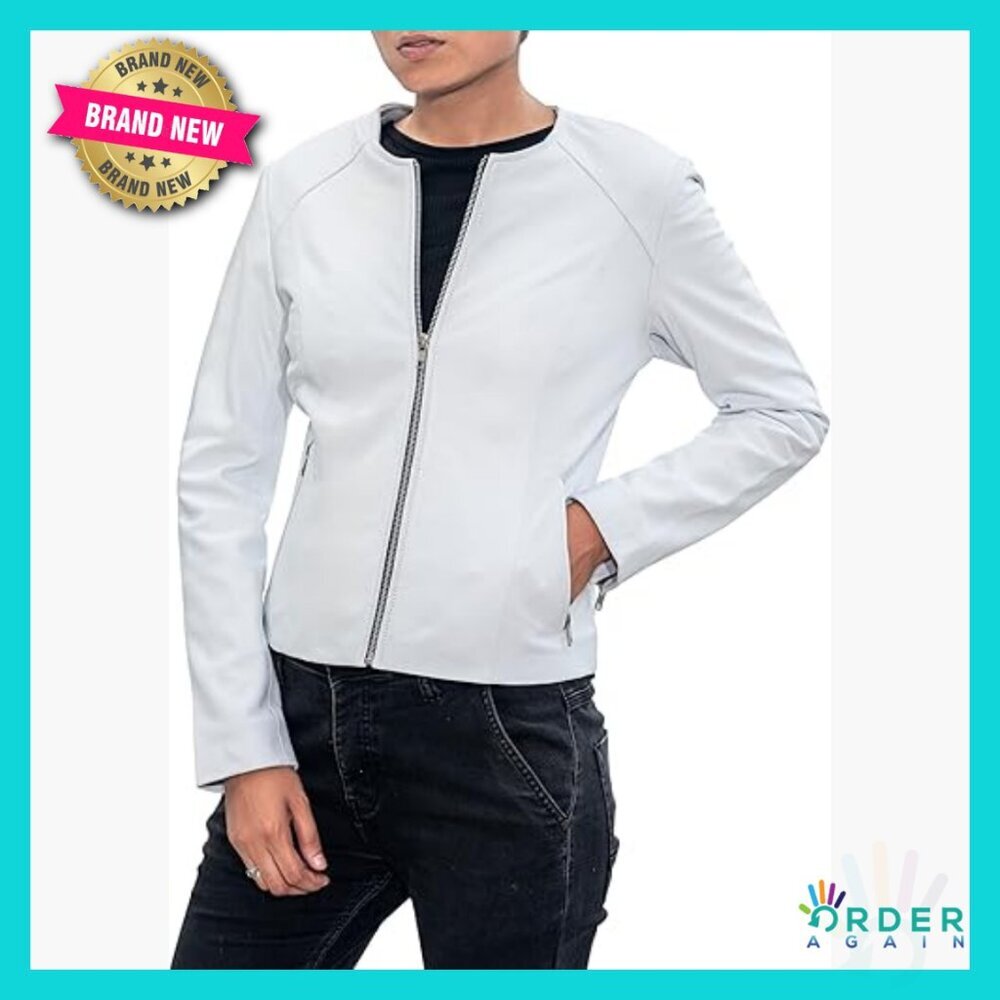 Slim Fit Lambskin Leather Jacket Elegant Modern Chic Lightweight Biker Style